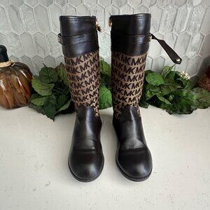 Michael Kors Logo Print Tall Children’s Riding Boots Brown Size 13
